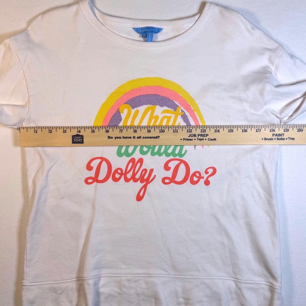 Draper James - What Would‎ Dolly Do? Sweatshirt white small lightweight rainbow - Picture 8 of 8